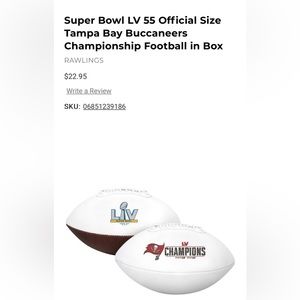 Super Bowl LV 55 Official Size
Tampa Bay Buccaneers
Championship Football in Box